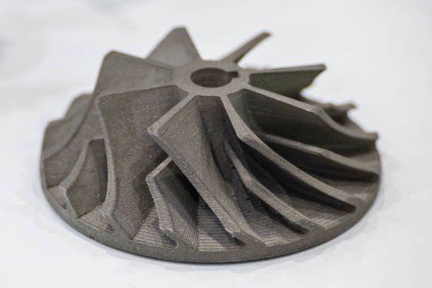 The turbine parts form metal 3D printer machine. The hi technology metal 3D model process by additive manufacturing process