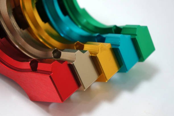 A colorful anodized aluminum parts texture design. CNC parts.