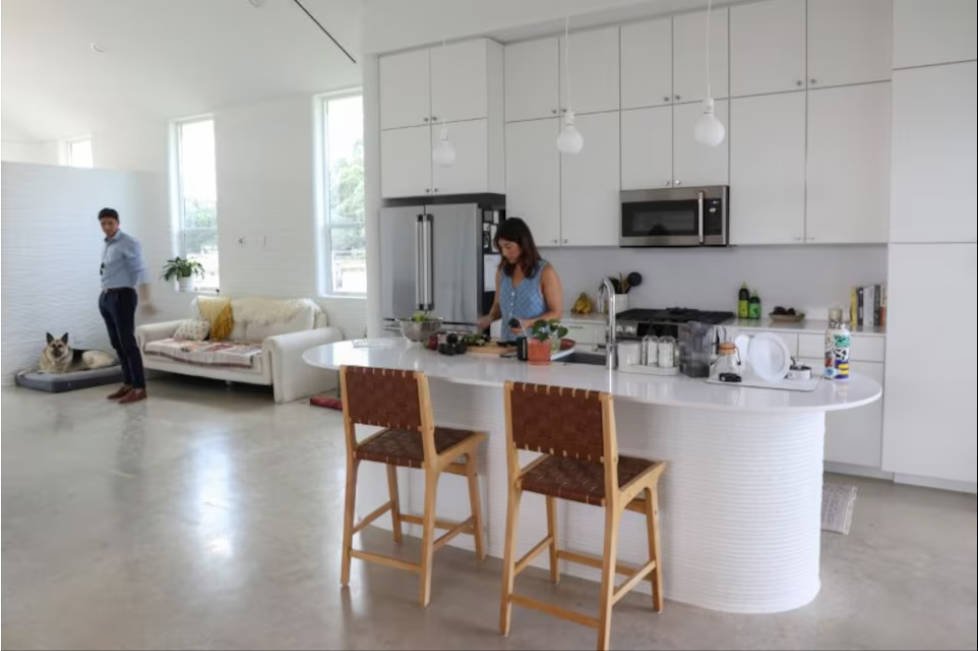 Lawrence Nourzad and Angela Hontas in Their Newly Purchased 3D Printed Home in Georgetown, Texas